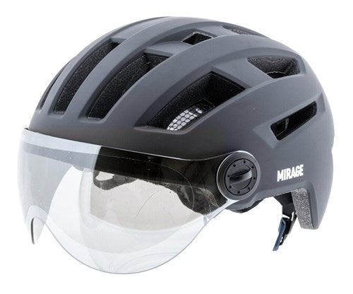 Mirage Helm e-bike 58-61cm zwart nta visier, led, magneetsl.