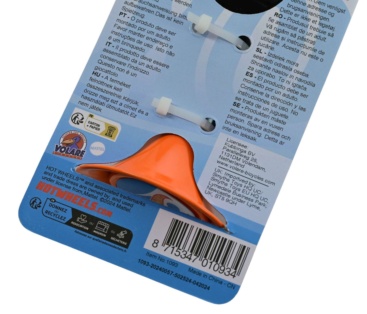 Heiße Räder Hot wheels fietstoeter - jongens - oranje zwart
