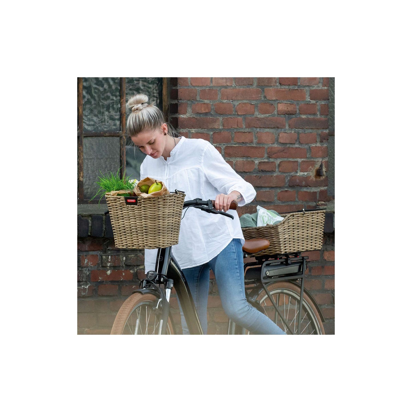 Klickfix Rixen kaul fietsmand structura retro licht grijs - 413283