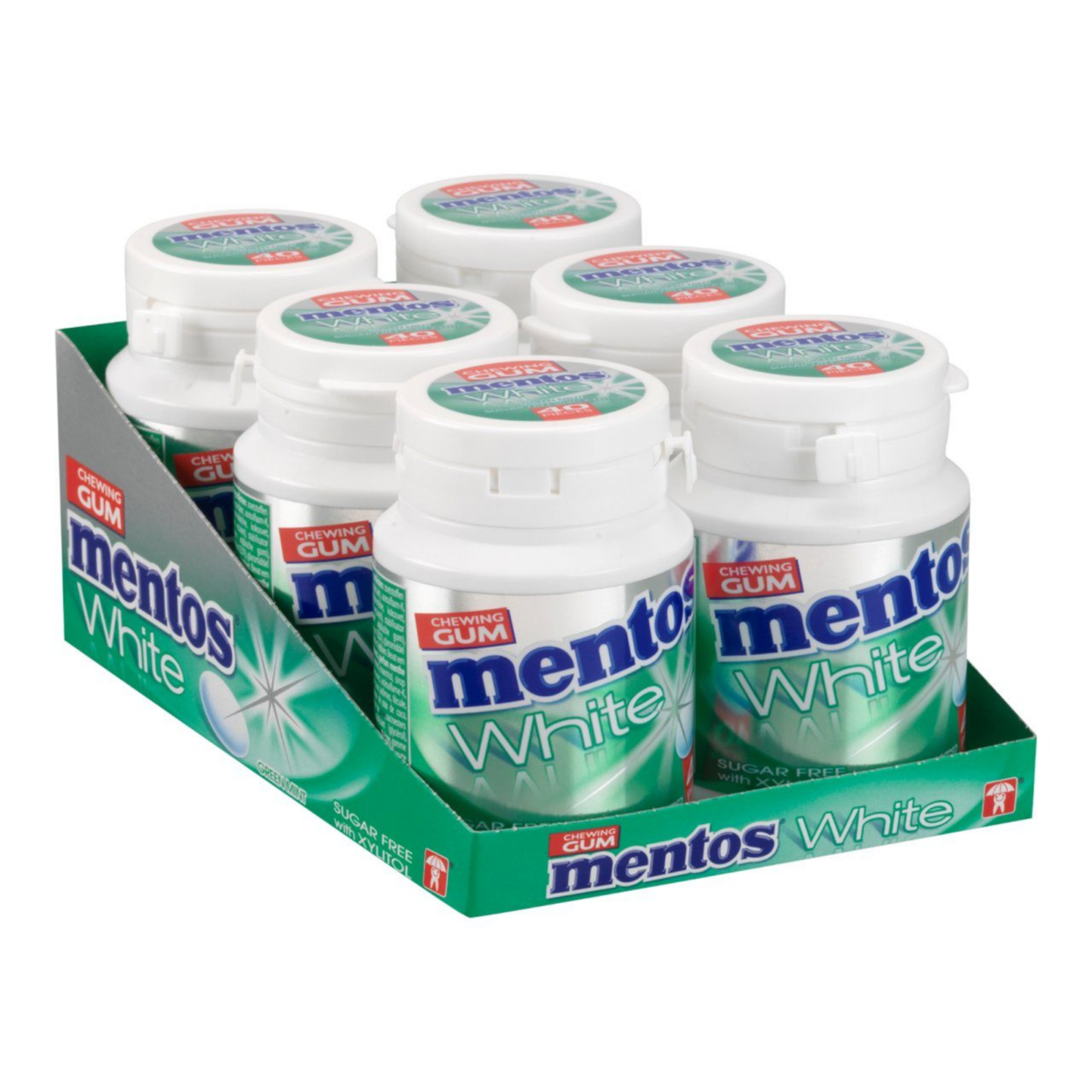Mentos kauwgom white green mint bottle (6x 40 stuks)