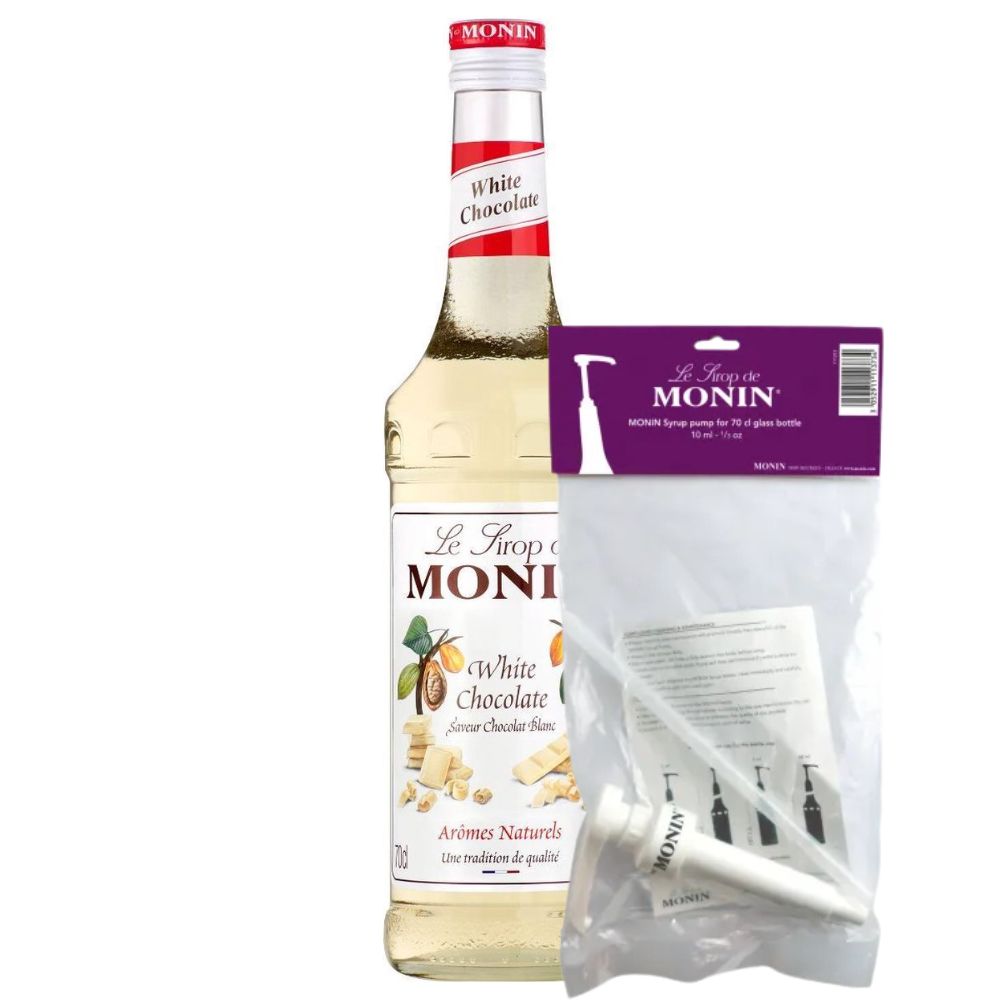 Monin siroop white chocolate (70 cl) + pompje (10ml)