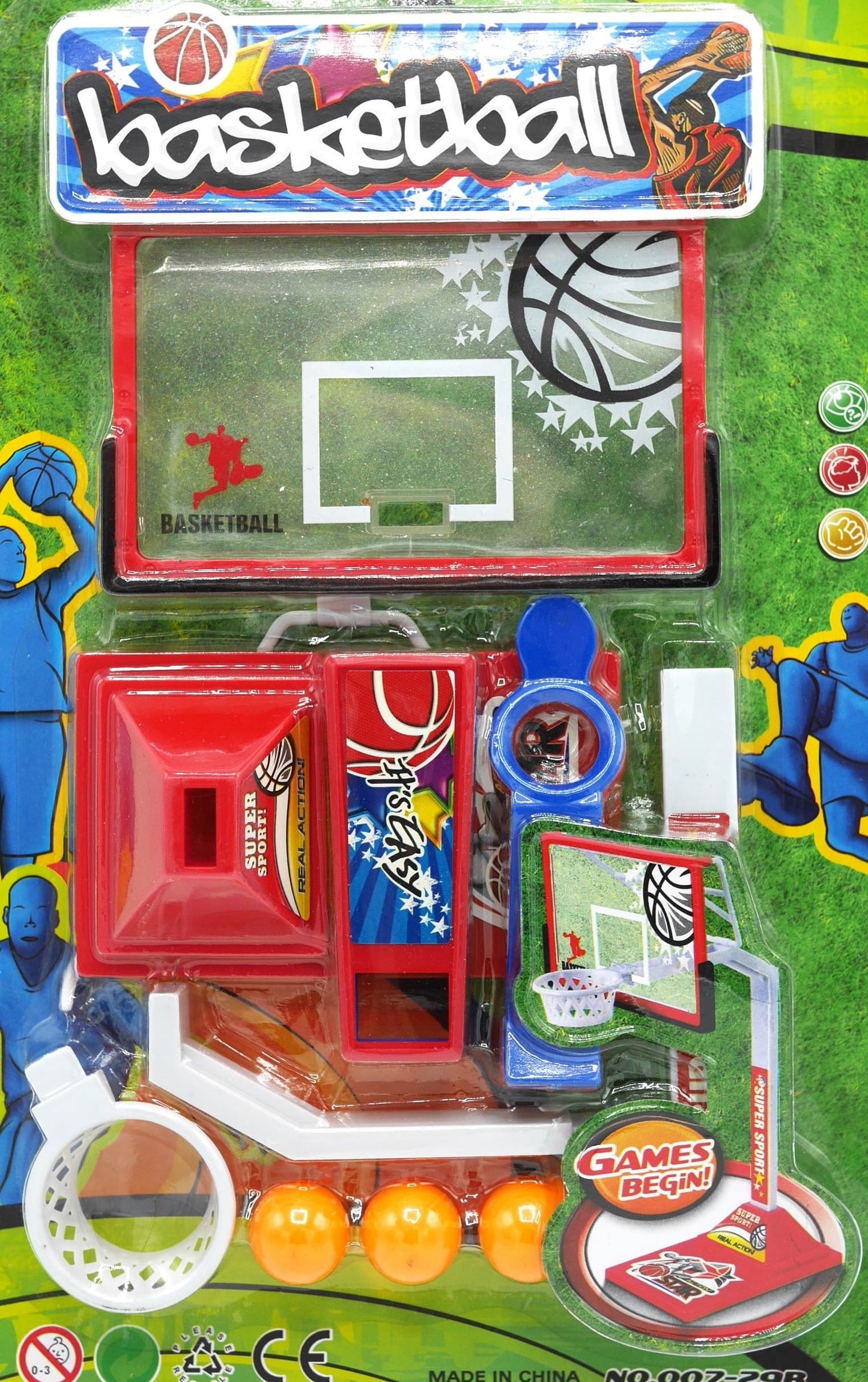 Bongers Speelgoed Basket bal setje op kaart, schiet de bal in de basket