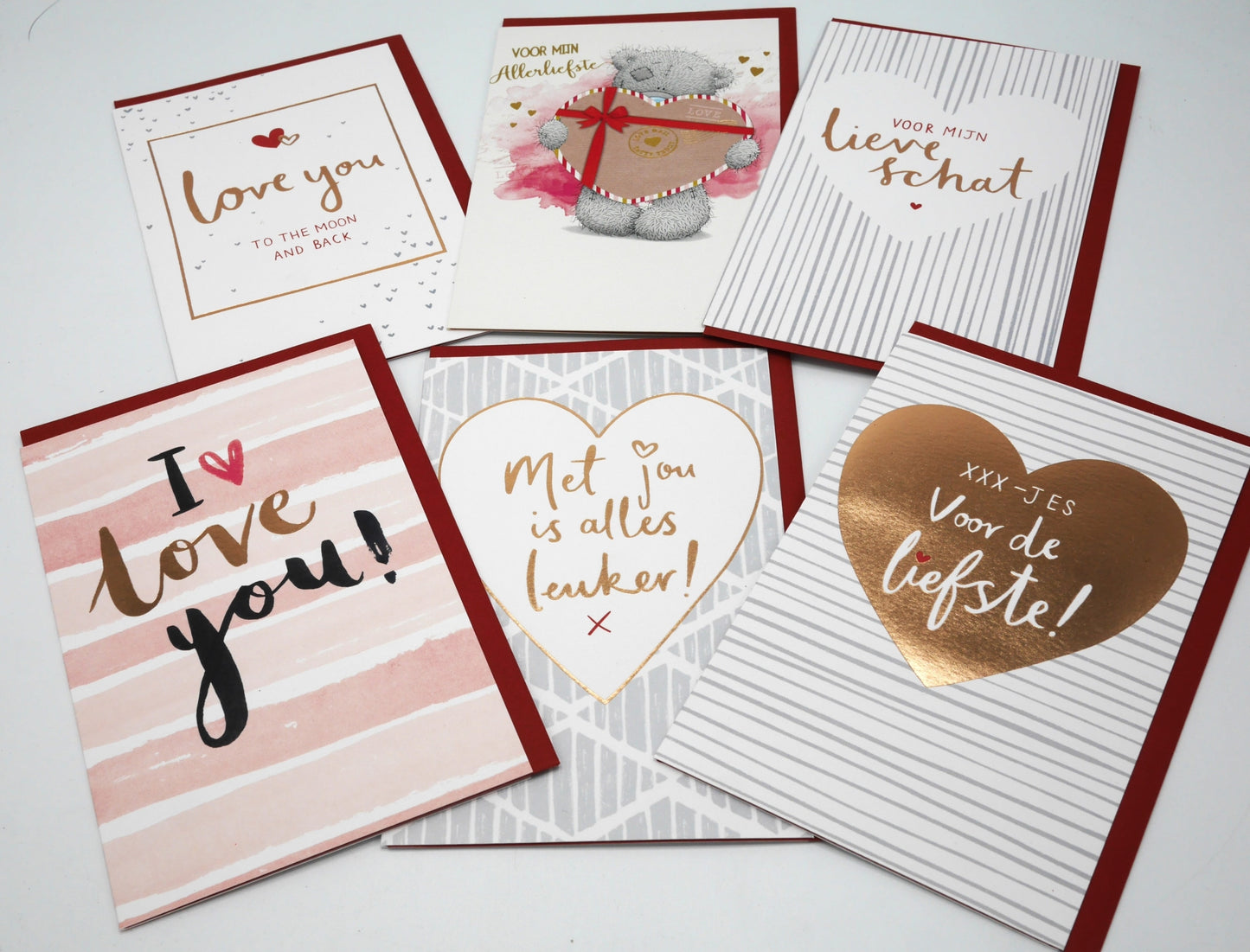 6 Valentijnskaarten set van 6 verschillende liefdes kaarten