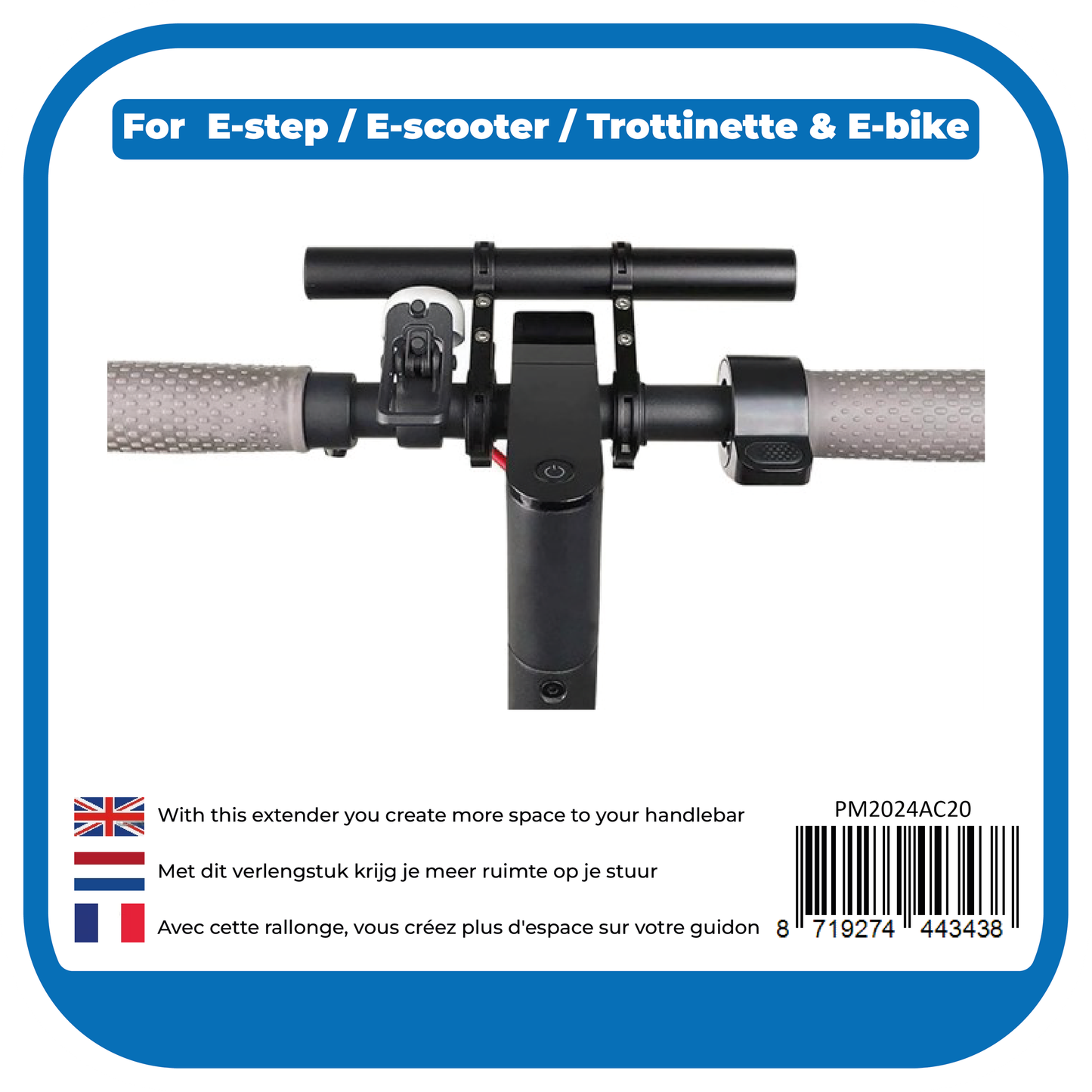 PRO-Mounts e-step stuurverlenger groot zwart