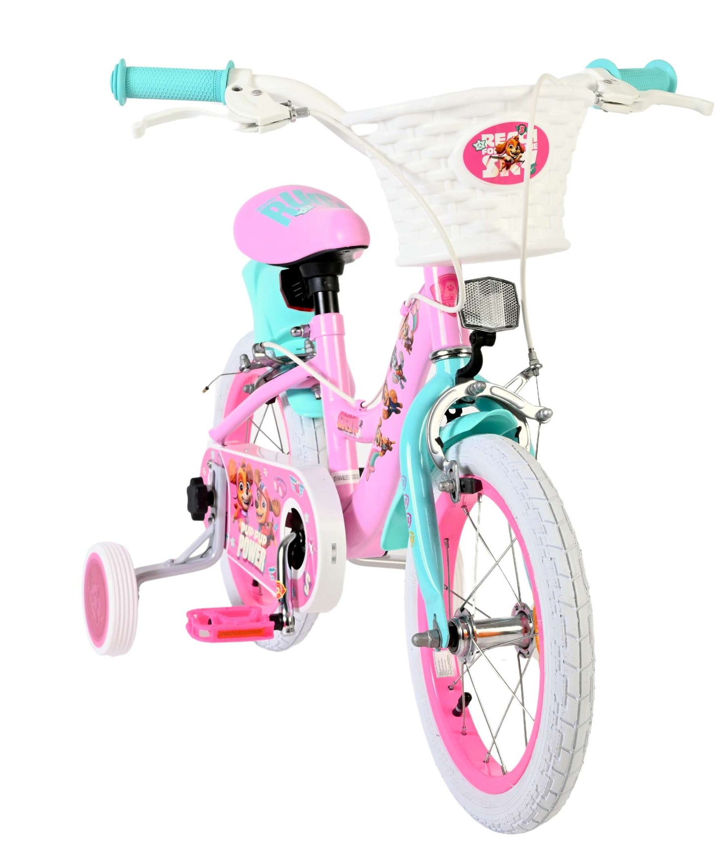 Paw Patrol kinderfiets - meisjes - 14 inch - roze - twee handremmen