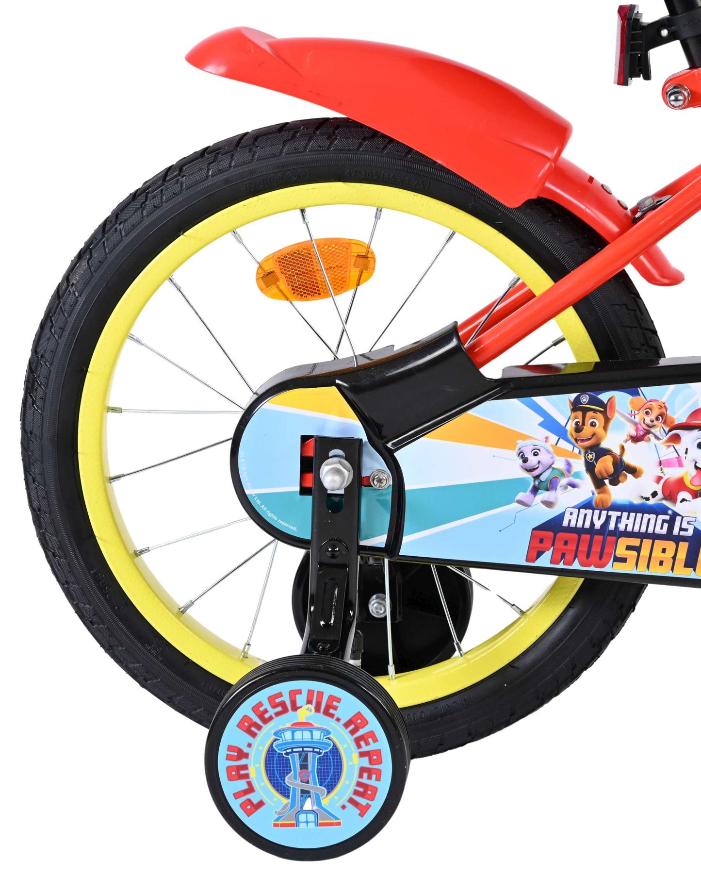 Paw Patrol kinderfiets - jongens - 16 inch - rood blauw