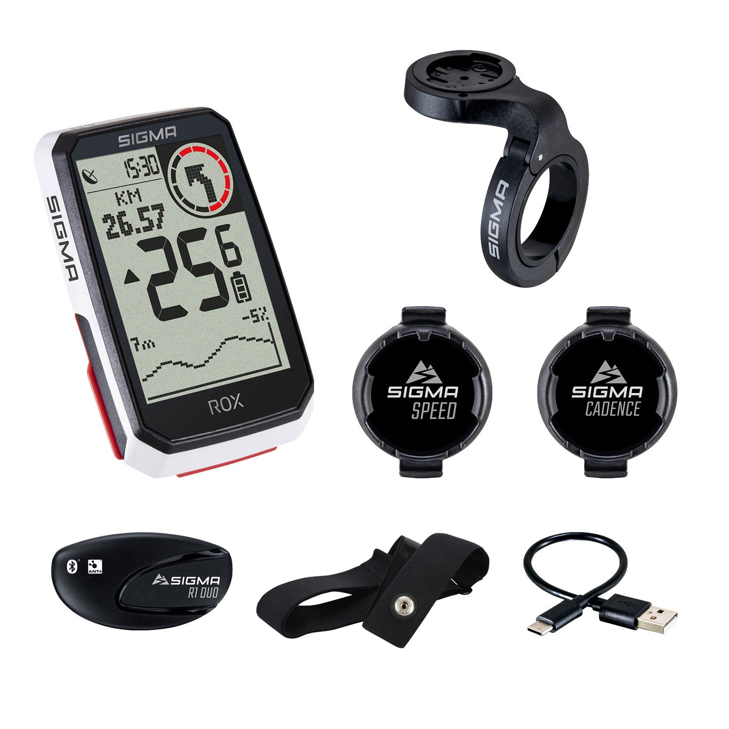 Sigma rox 4.0 gps zw wi hr stuurhouder cad snelh sensor top mount set