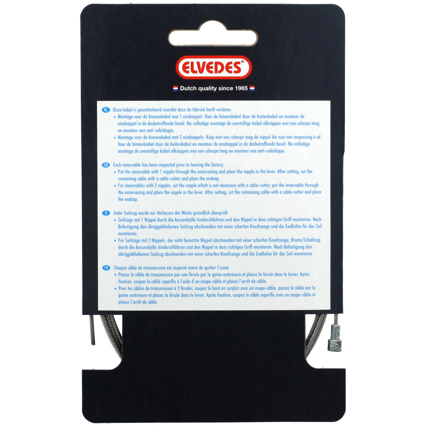 Elvedes Cable Systems BV Elvedes rem binnenkabel 2000mm rvs slick �1,5mm v-nippel