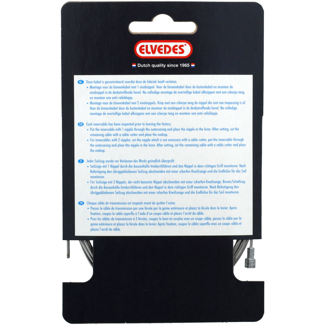 Elvedes rem binnenkabel 2250mm rvs �1,5mm v-nippel
