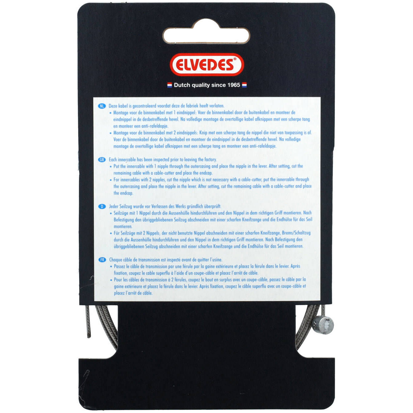 Elvedes Cable Systems BV Elvedes rem binnenkabel 2000mm rvs slick �1,5mm t-nippel