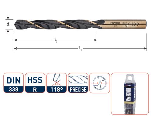 Rotec Spiraalboor hss precise 4.5mm