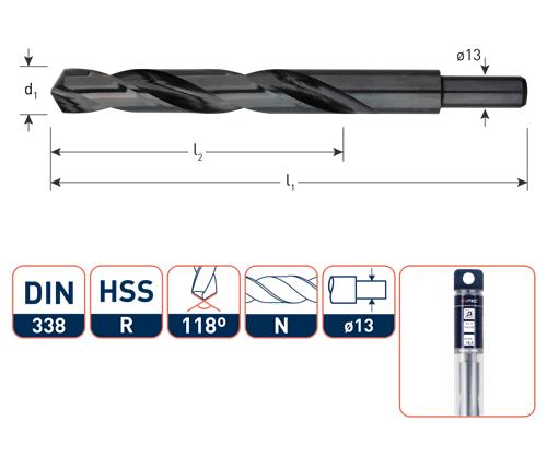 Rotec Spiraalboor din338 hss-r 13.5mm afgedraaid