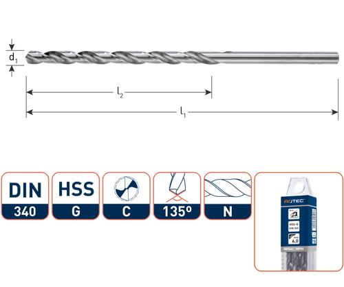 Rotec Spiraalboor din340n 5.0mm lang
