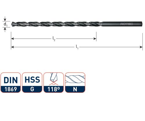 Rotec Spiraalboor extra lang 5.0x195 135