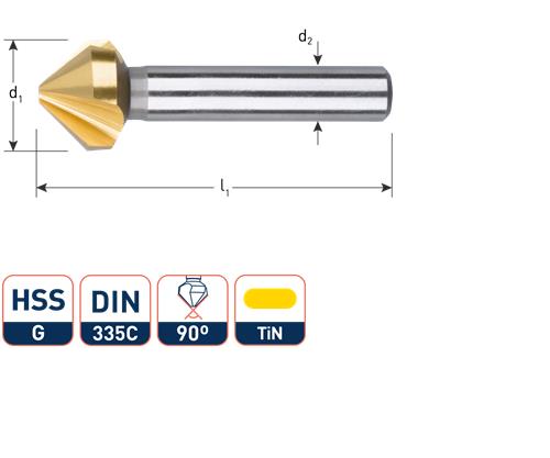 Rotec Verzinkfrees 60gr. 3-snijder 12.5mm
