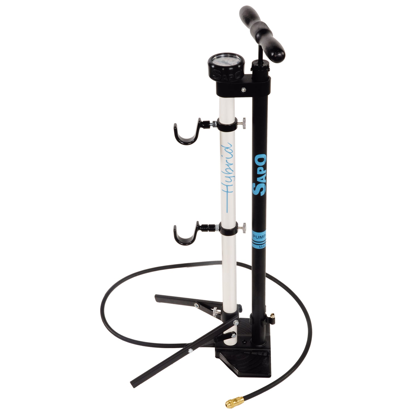 SapO hybrid vloerpomp m fiets standaard m manometer hv fv av