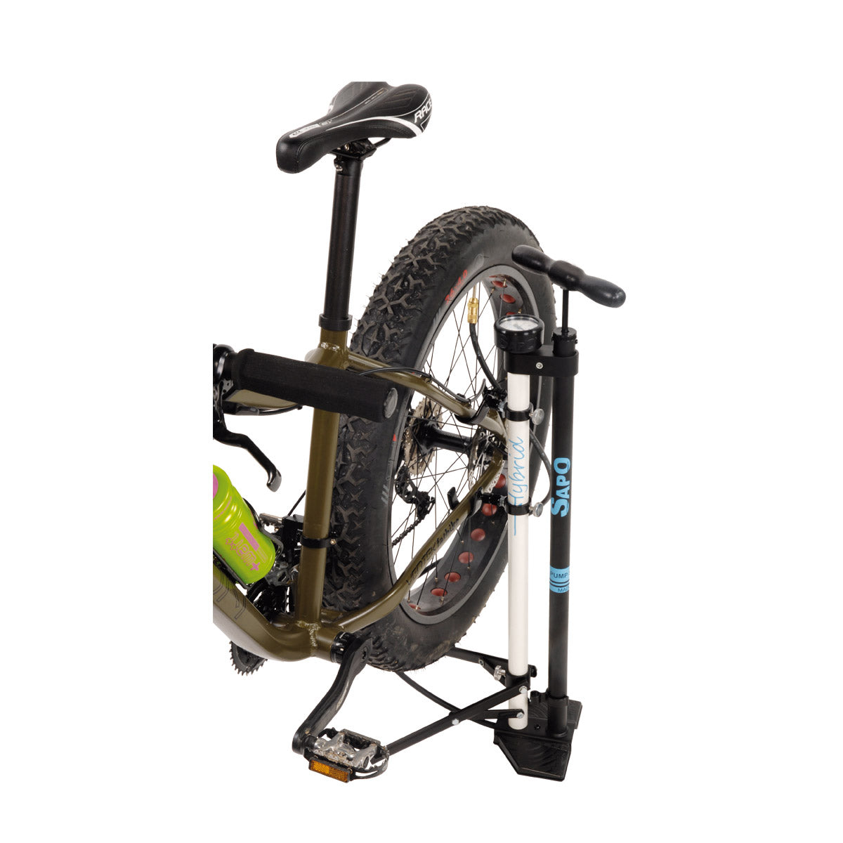 SapO hybrid vloerpomp m fiets standaard m manometer hv fv av