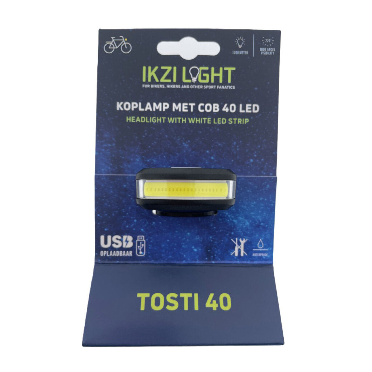 Buzaglo Koplamp ikzilight tosti 40 cob led, usb-oplaadbaar