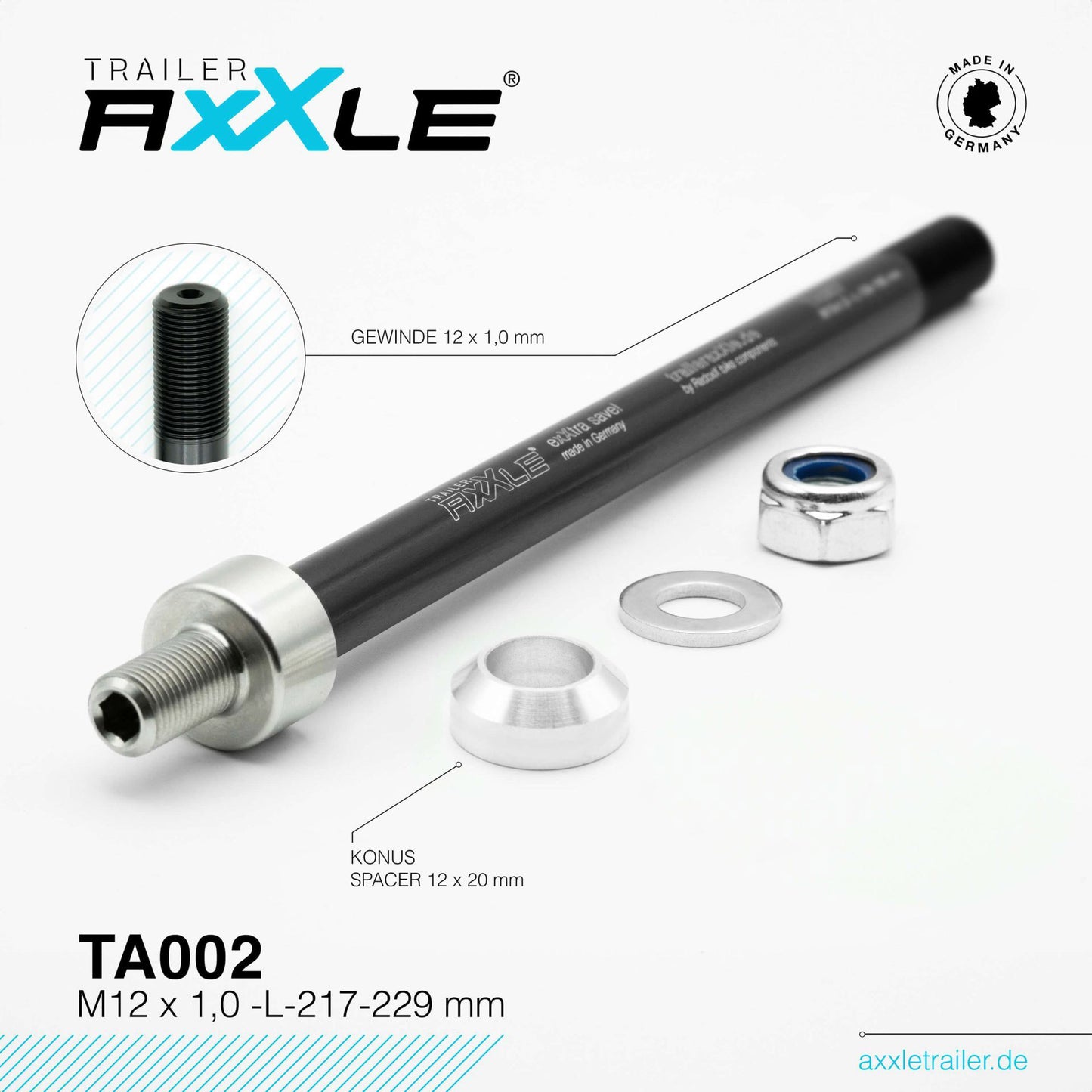 RadoxX steekas voor trailer m12x1,00 217-229mm