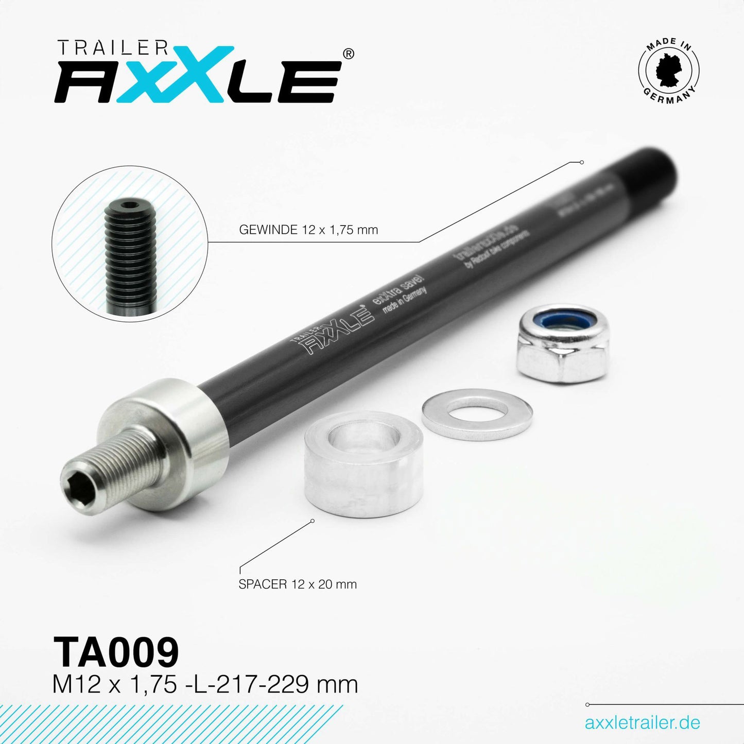 RadoxX steekas voor trailer m12x1,75 217-229mm