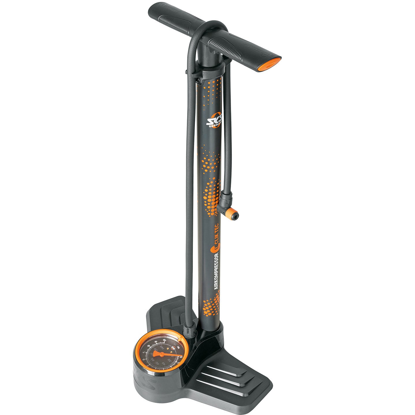 SKS vloerpomp aircompressor clic tec 10.0 10bar zw oranje