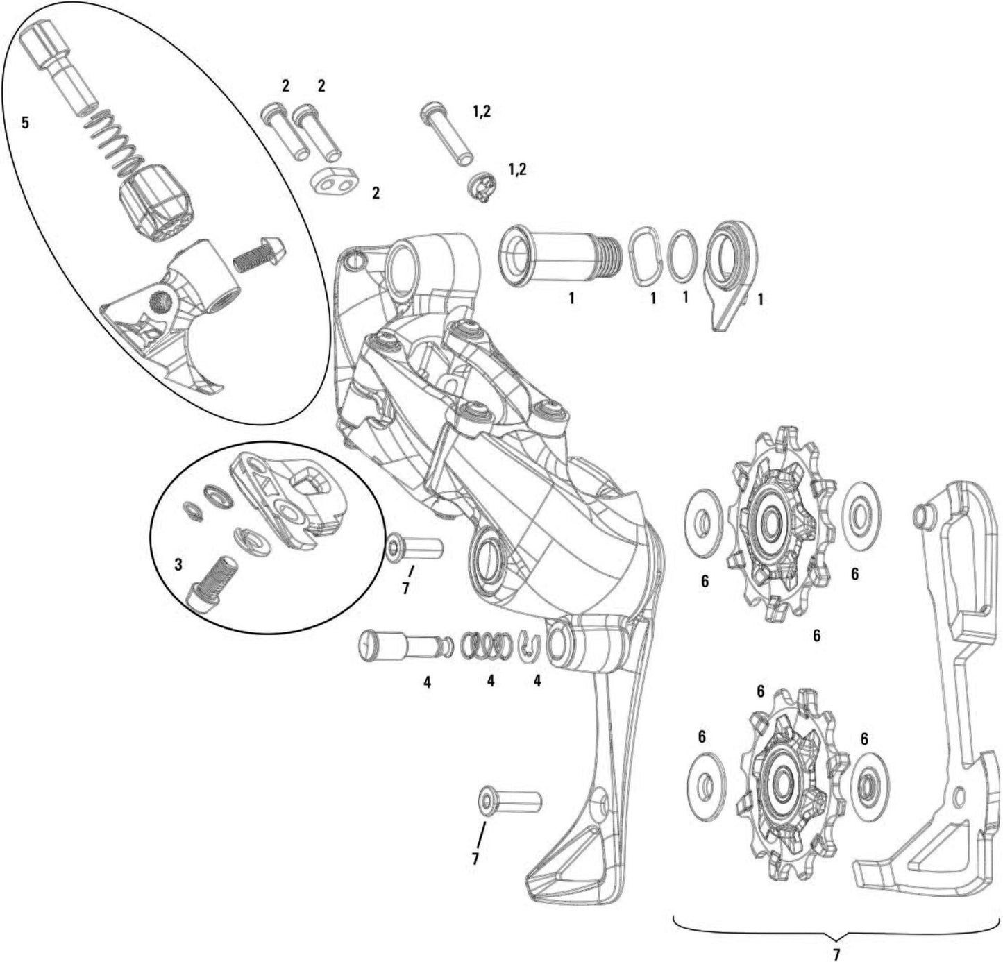 SRAM schaltwerk force 1 rear derail. force 1 11-sp.,alu