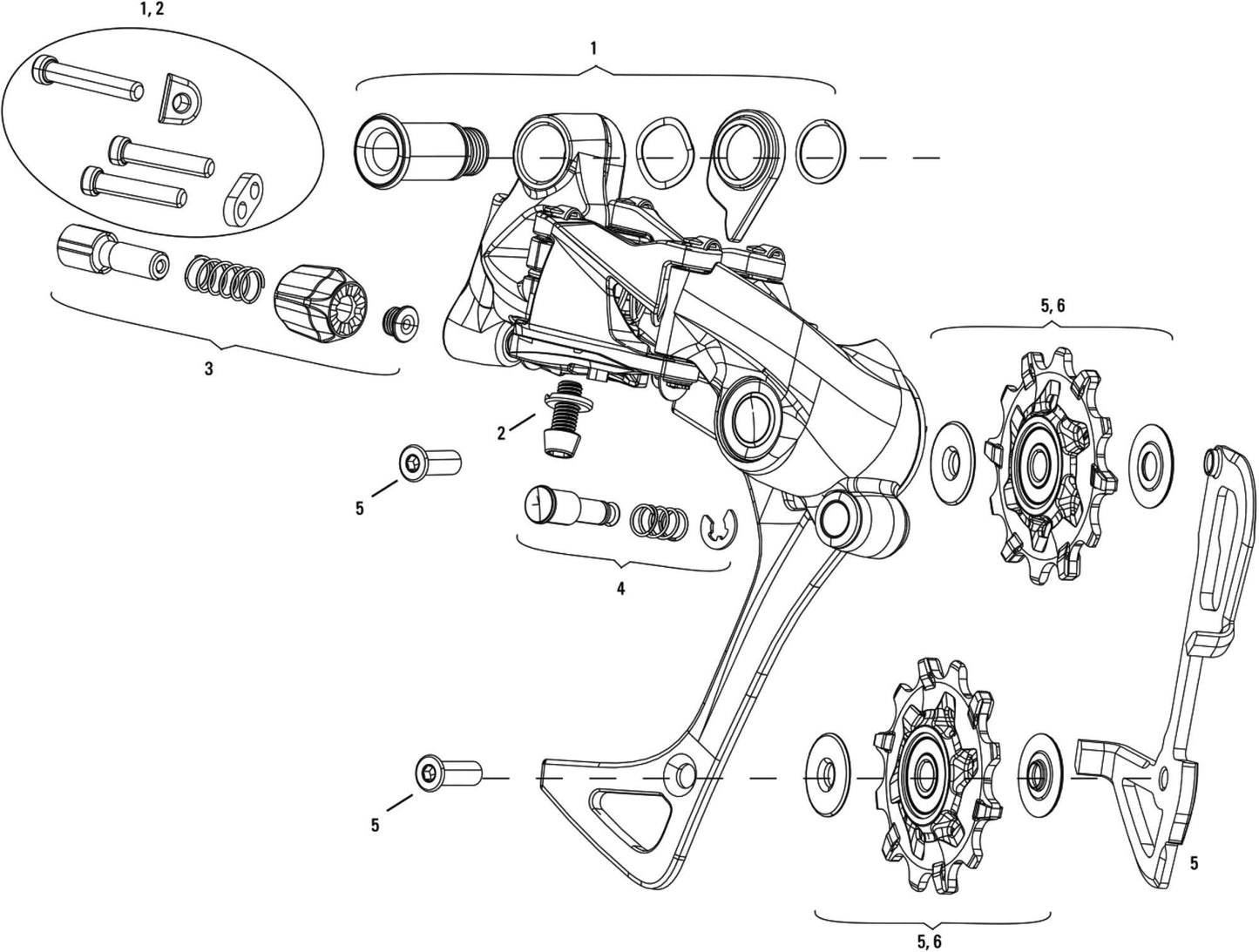 SRAM schaltwerk rival 1 rear derail. rival 1 11-sp.,alu