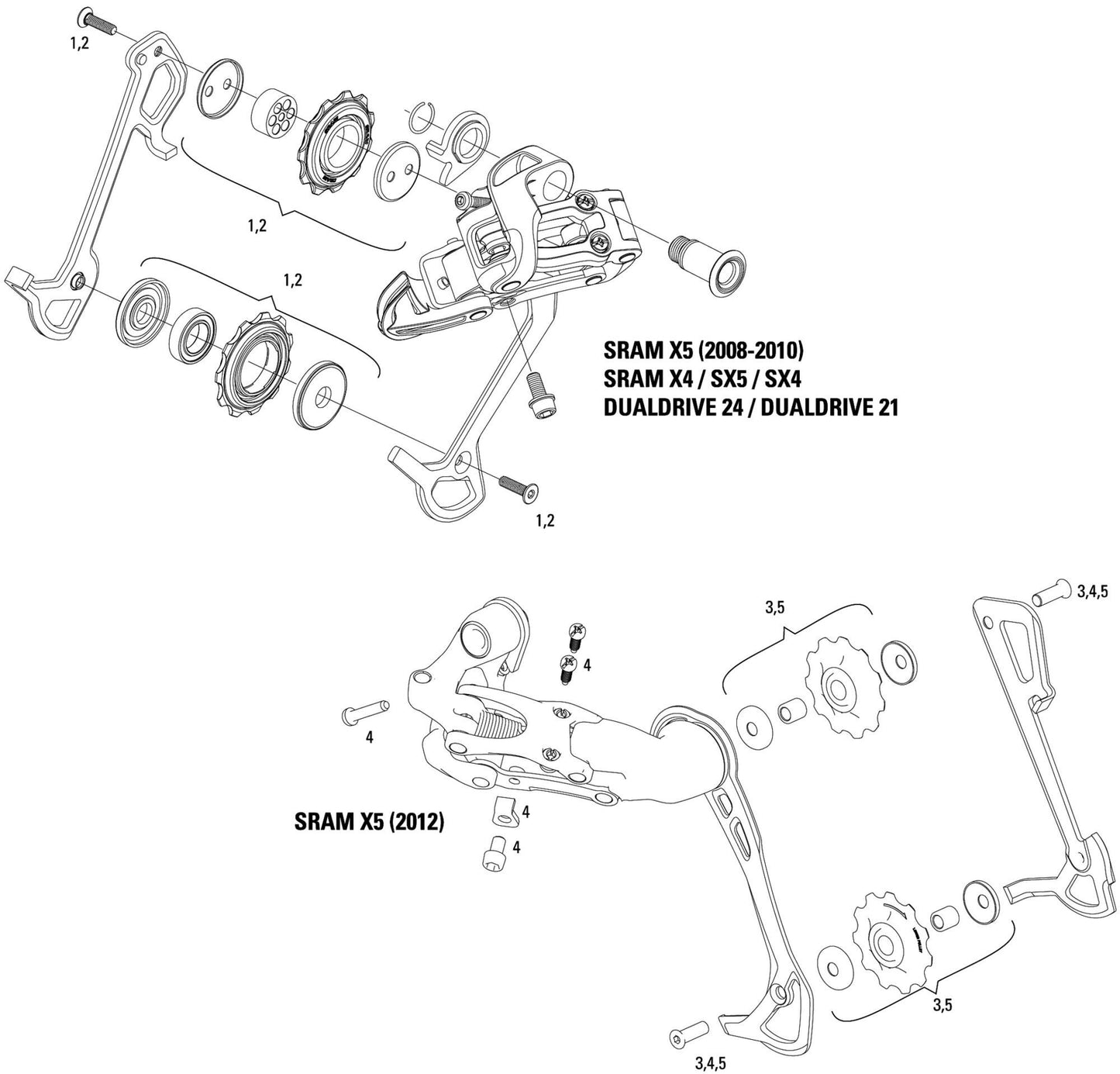 SRAM schaltwerk x5 rear derail. x5 10-sp long cage b