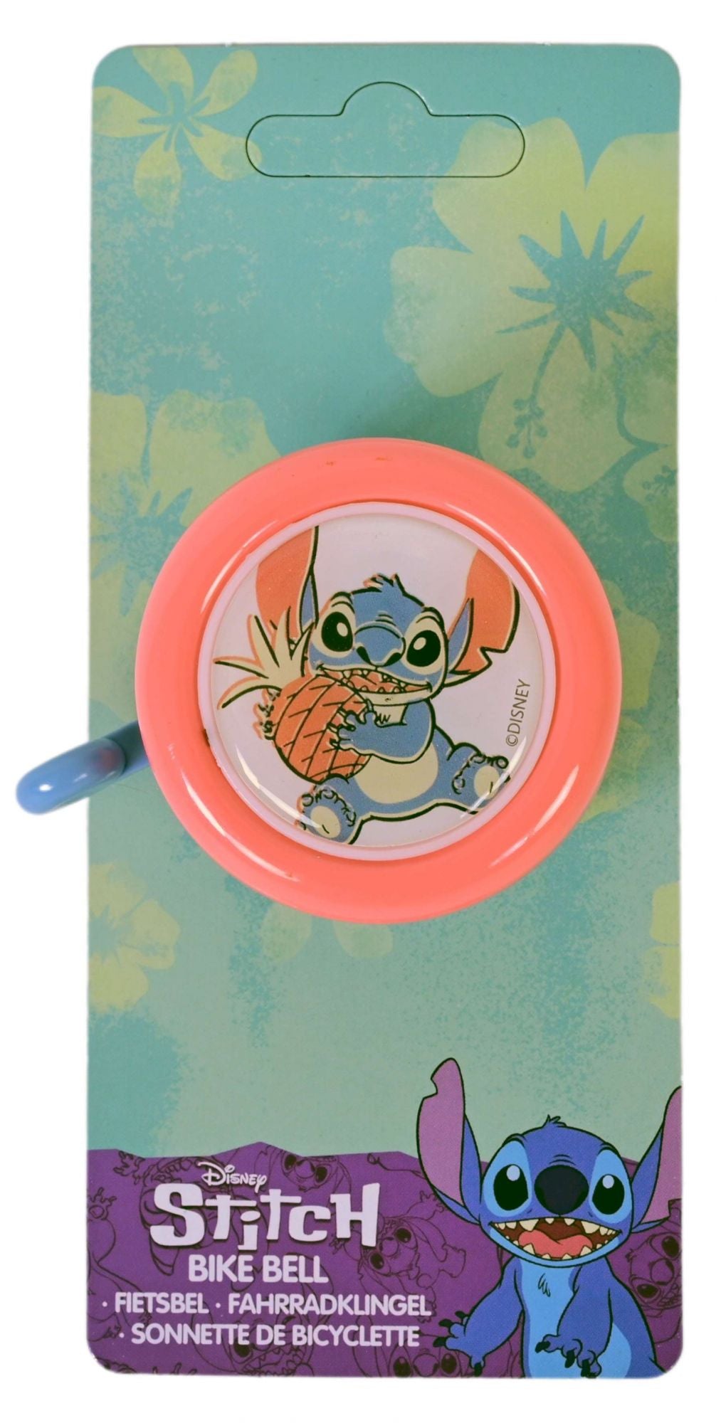 Volare Disney stitch fietsbel - roze koraal blauw