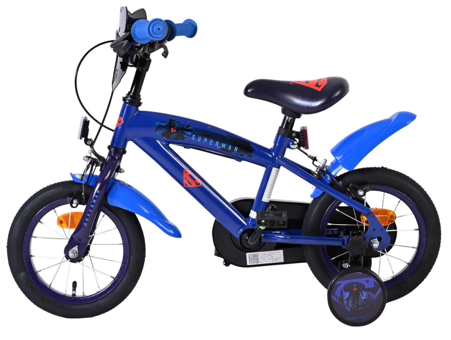 Volare Superman kinderfiets - jongens - 12 inch - blauw - twee handremmen