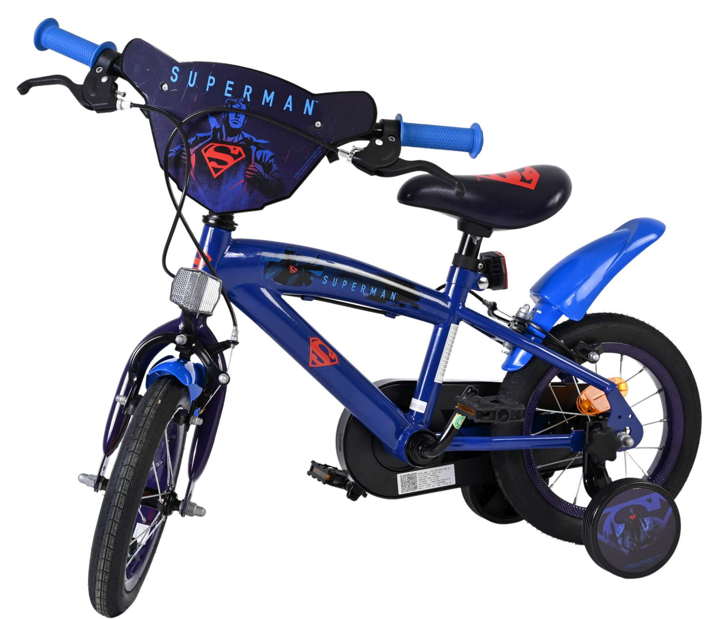 Volare Superman kinderfiets - jongens - 12 inch - blauw - twee handremmen