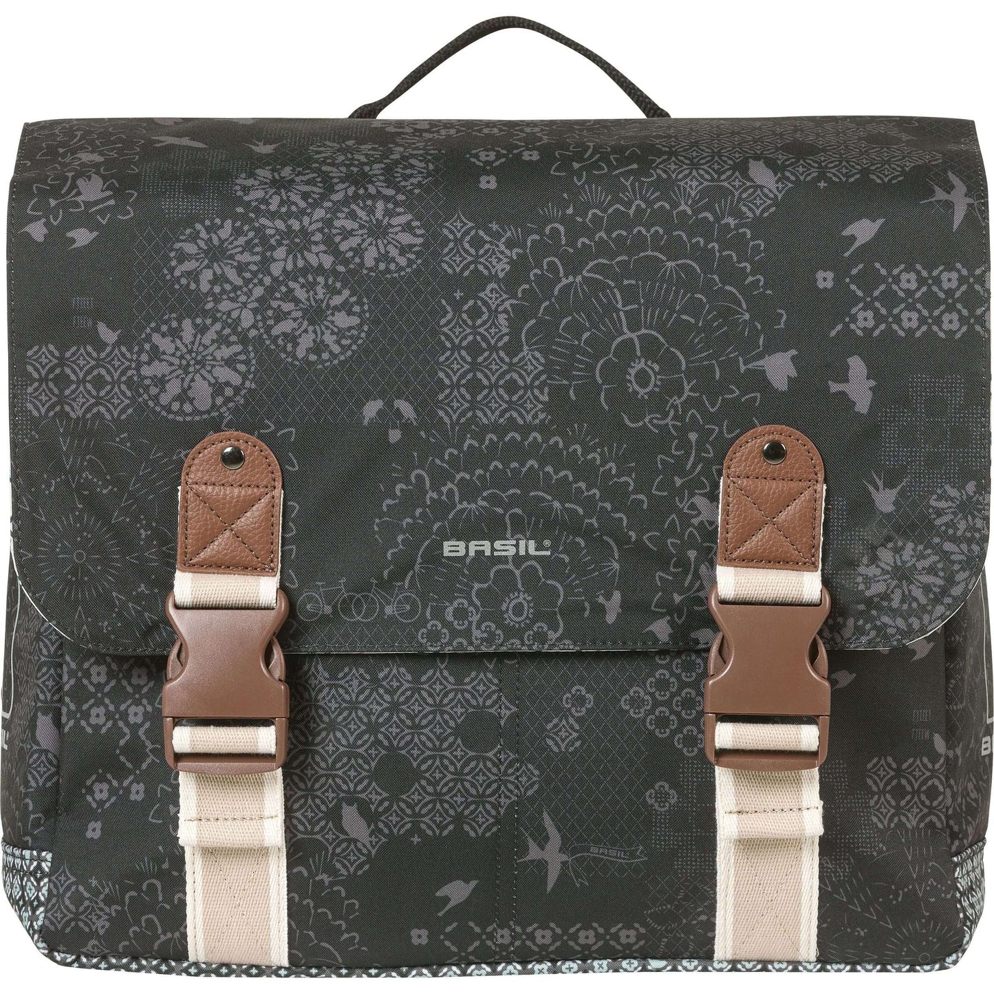 Basil Dubbele fietstas bohème mik 35 liter - zwart charcoal