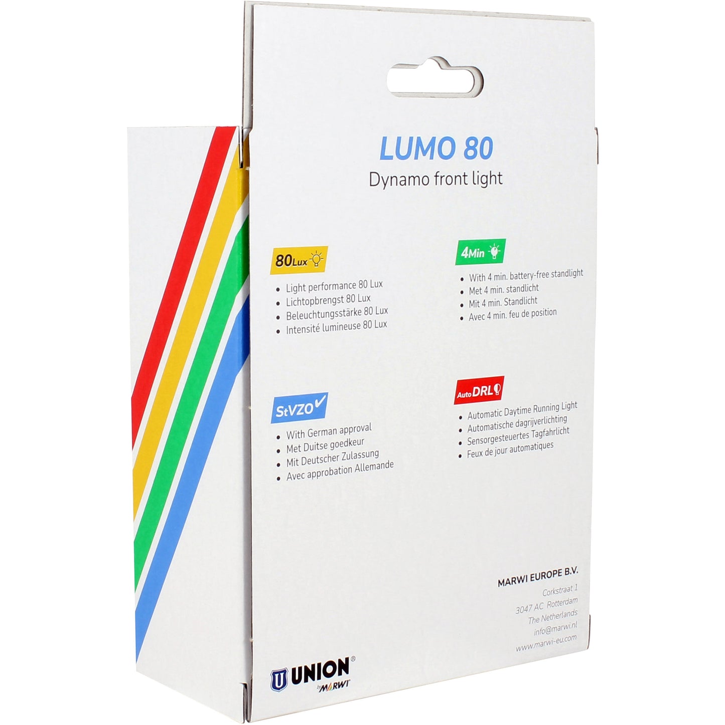 UNION naafdynamo koplamp 80 lux auto lumo 80 standlicht+dag