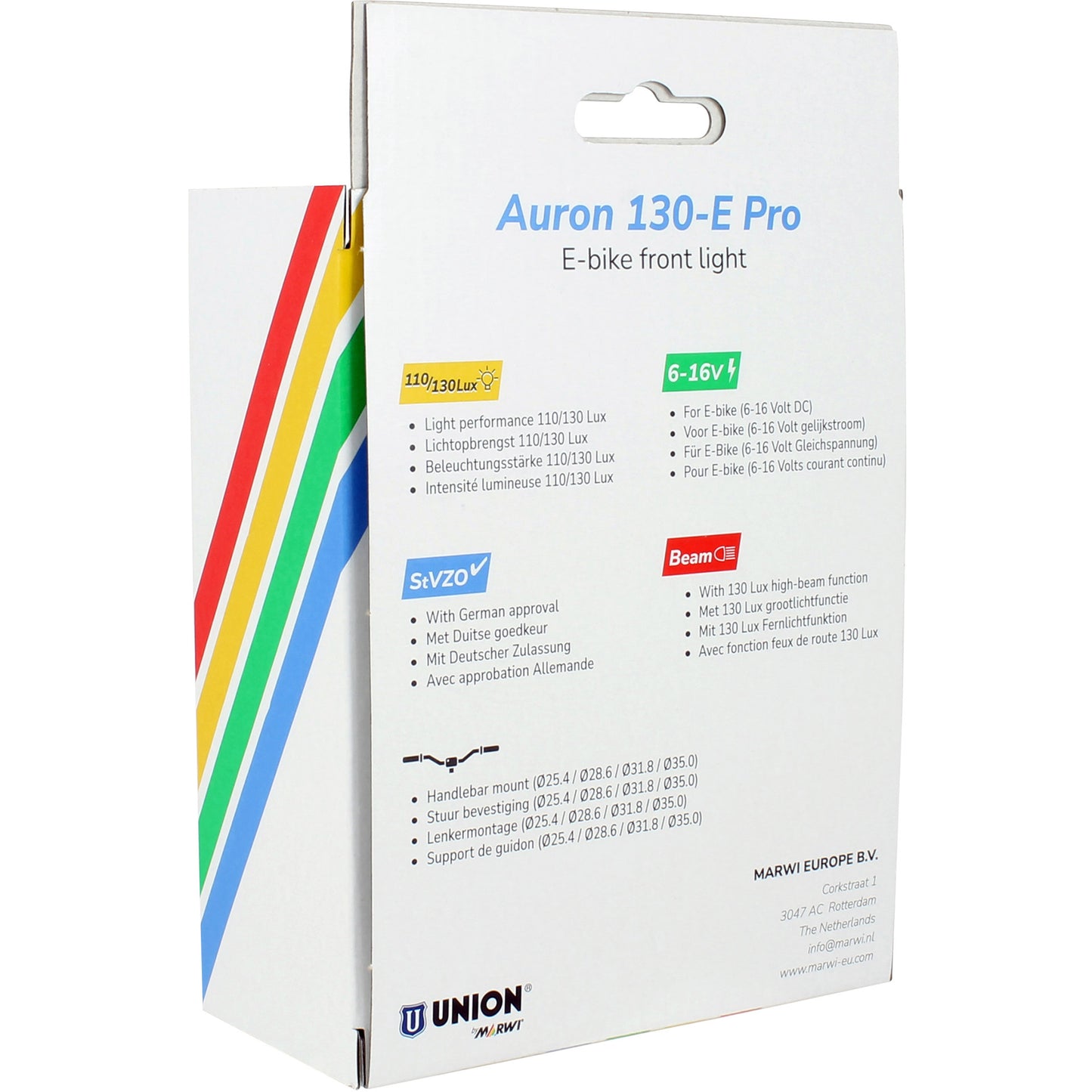 UNION koplamp auron 130-e pro e-bike 6-16v 130lux