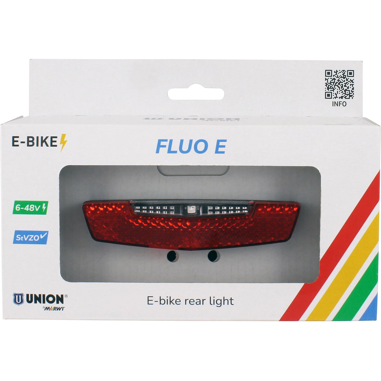 Qibbel Union achterlicht e-bike 80mm fluo e 6-48v