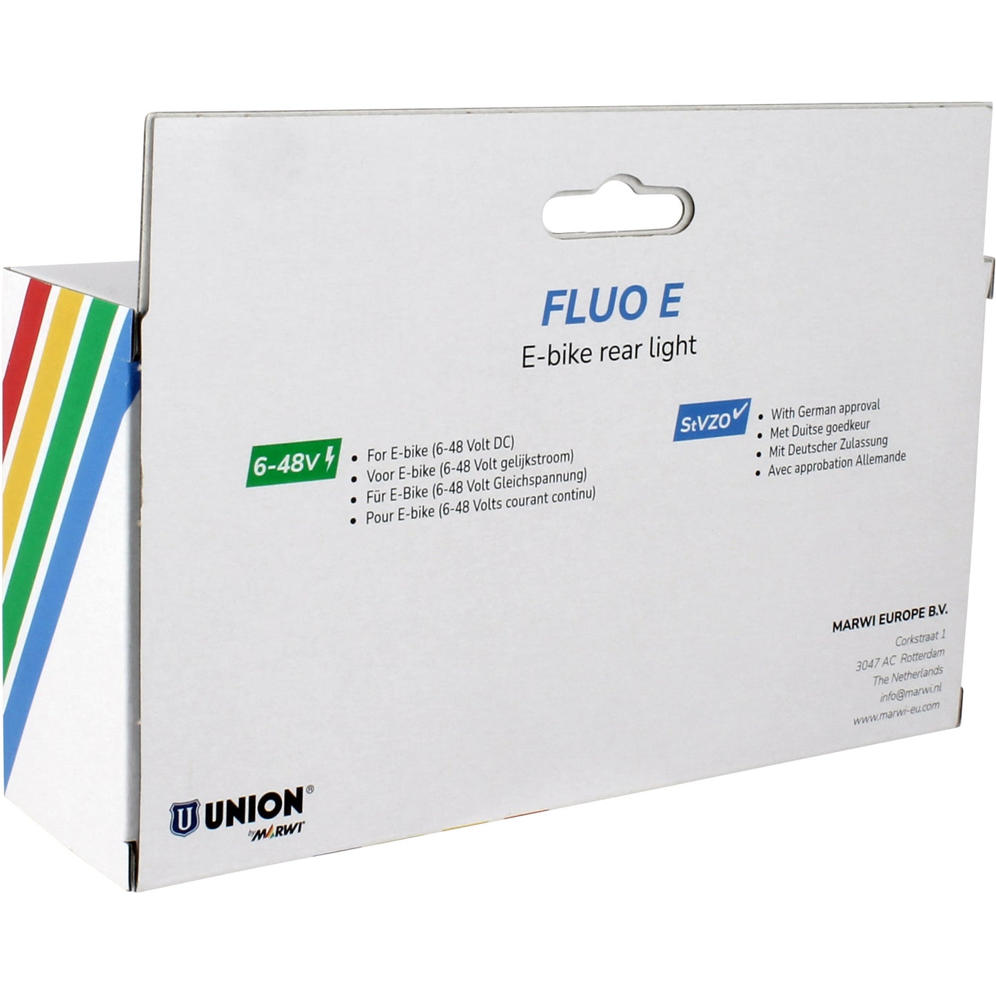 Qibbel Union achterlicht e-bike 80mm fluo e 6-48v