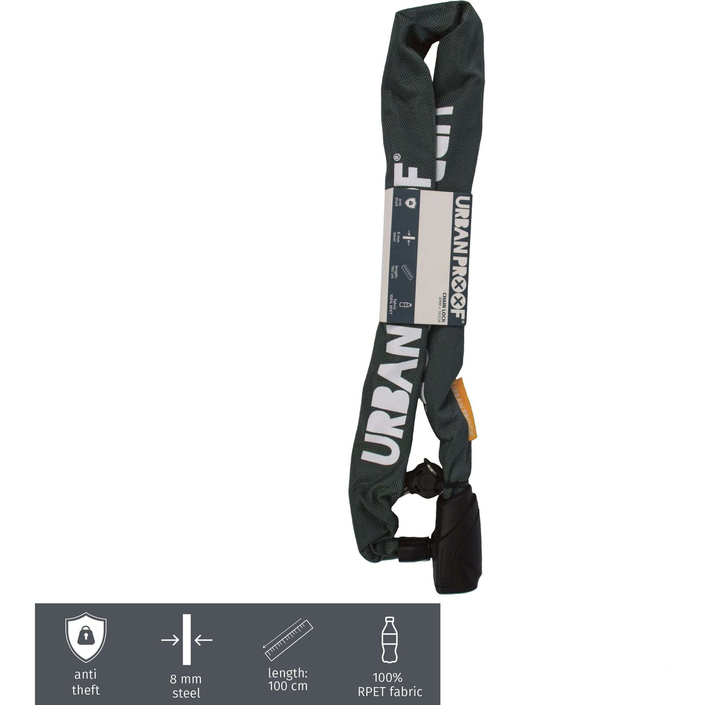 Urbanproof kettingslot 8mm*100cm groen