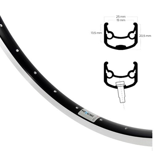 Ryde Velg 28 inch 622 andra 30 zwart geslepen zijkant 36