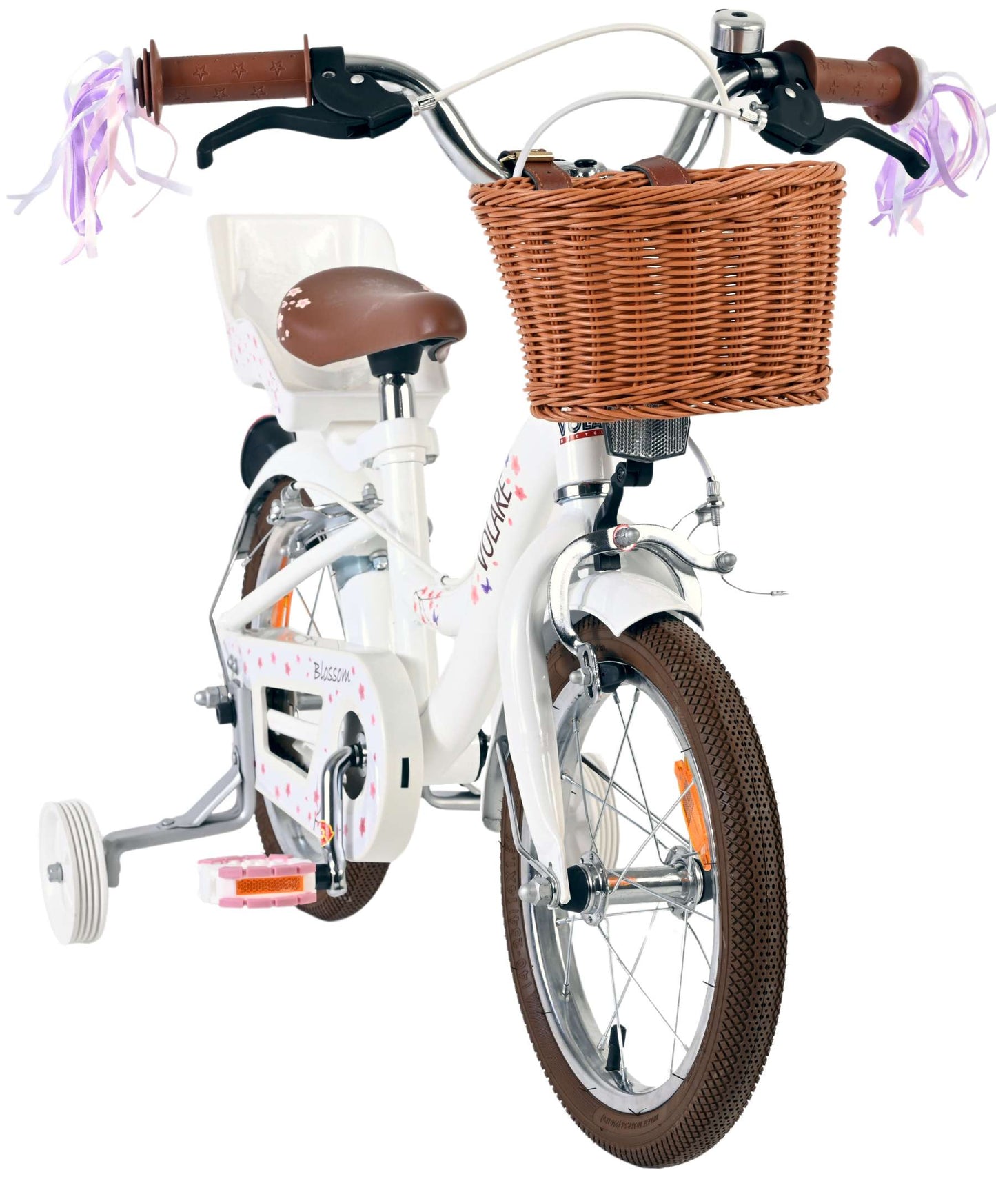 Volare blossom kinderfiets - meisjes - 14 inch - wit - twee handremmen