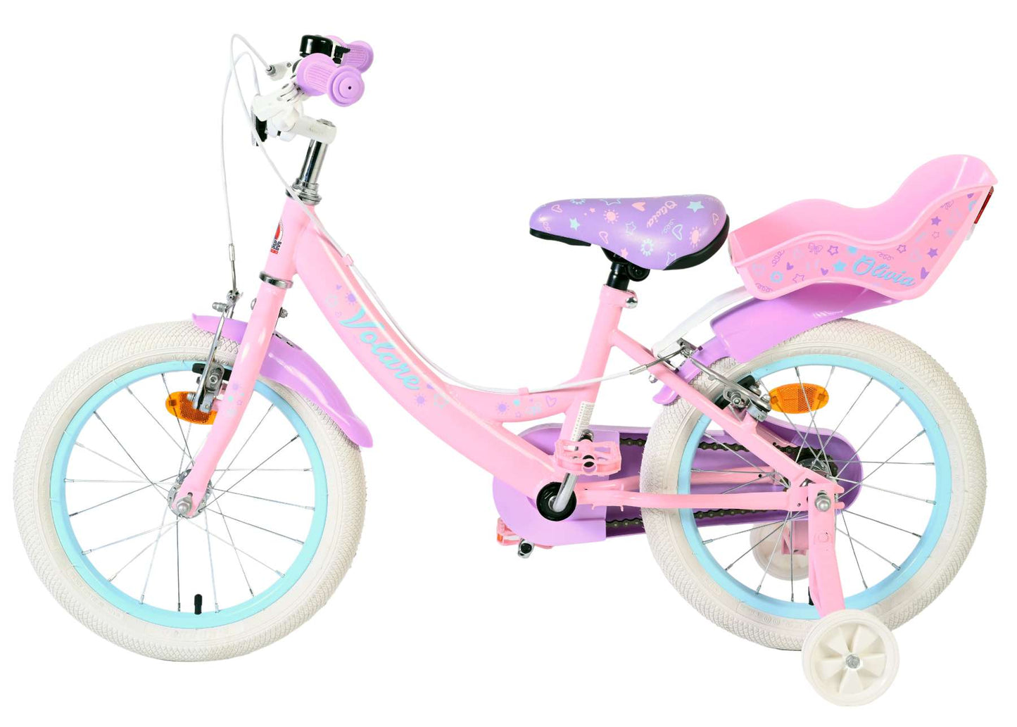 Volare olivia kinderfiets - meisjes - 16 inch - roze - twee handremmen