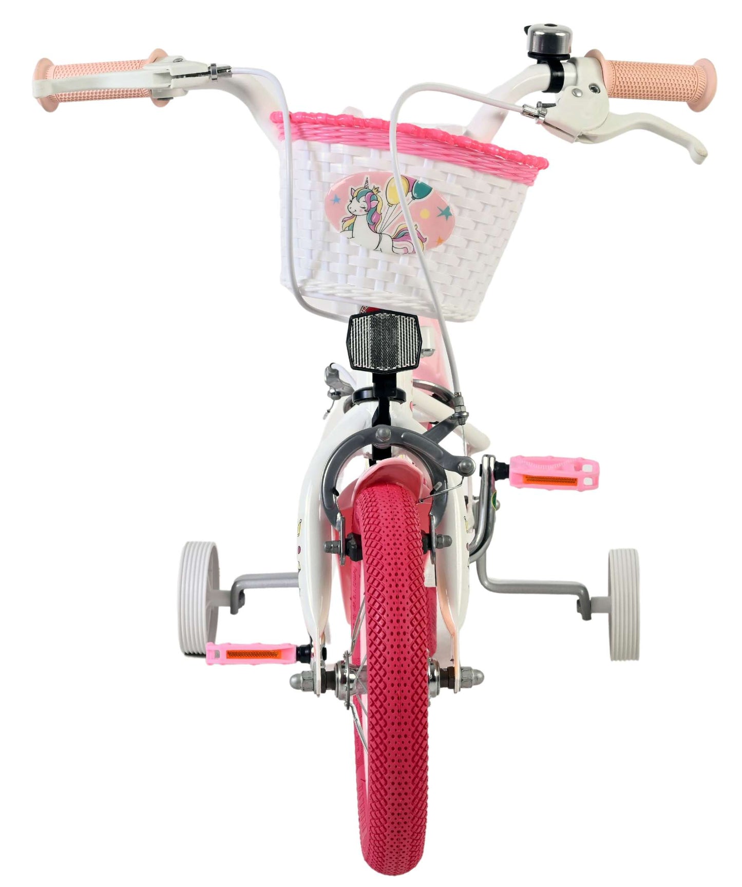 Volare unicorn kinderfiets - meisjes - 12 inch - wit - twee handremmen