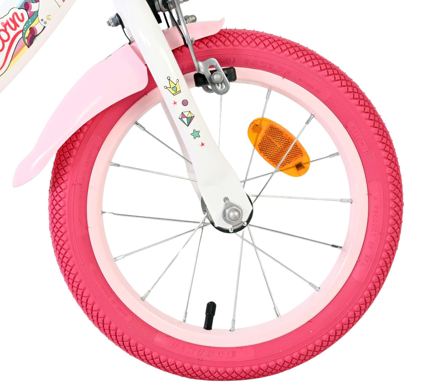 Volare unicorn kinderfiets - meisjes - 14 inch - wit - twee handremmen