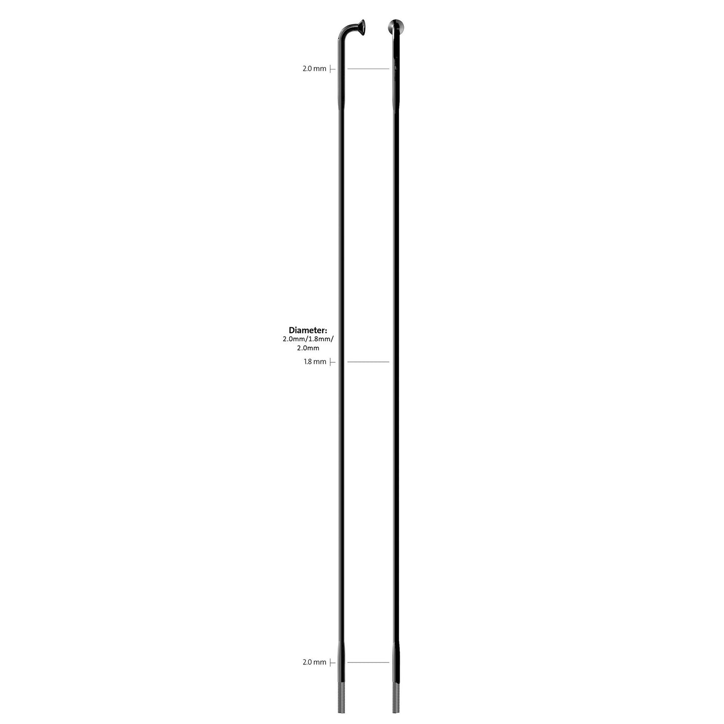 Sapim spaak 14-262l race rvs zwart zonder nippel (100st)