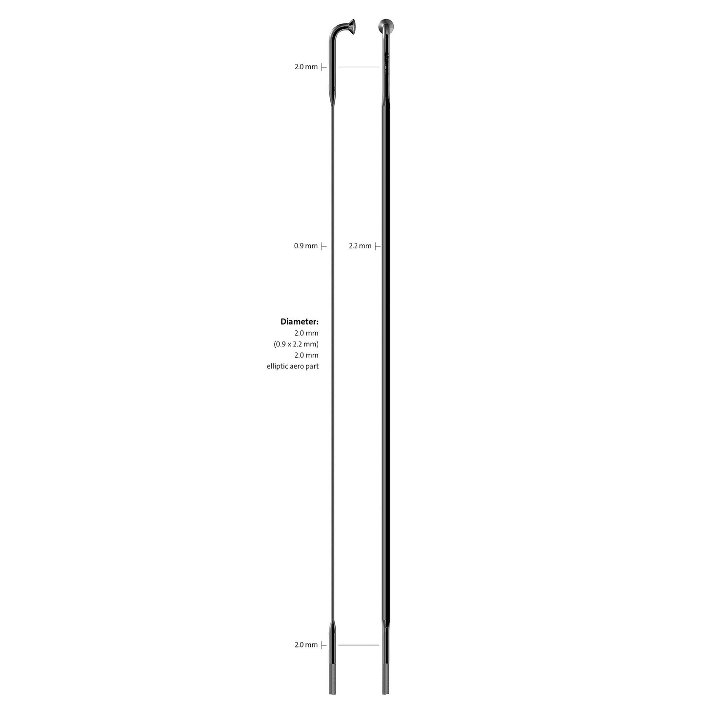 Sapim spaak 14-246 cx-ray plat zwart zonder nippel (100st)