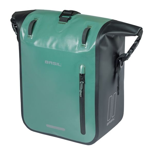 BASIL Enkele fietstas rivo m tarpaulin mik 12-15l 14 x 25 x 38 cm - groen zwart