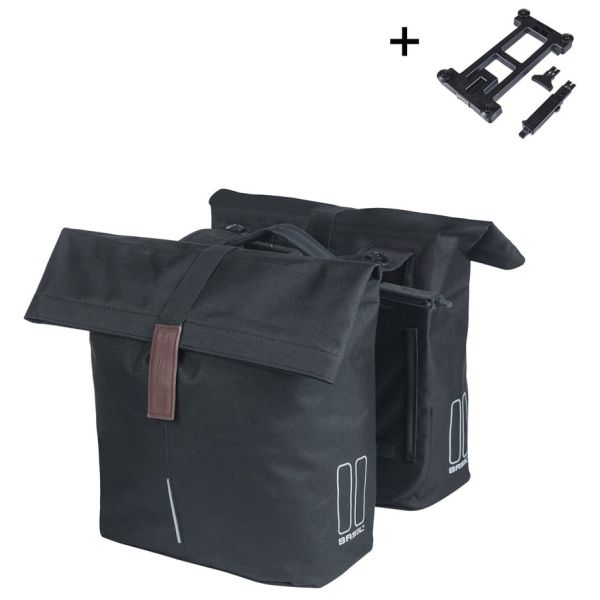 BASIL Dubbele fietstas city mik 28-32 liter - zwart