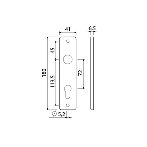 AMI kortschild 180 41 rh profielcilinder 72 zwart 9005 str - 739116