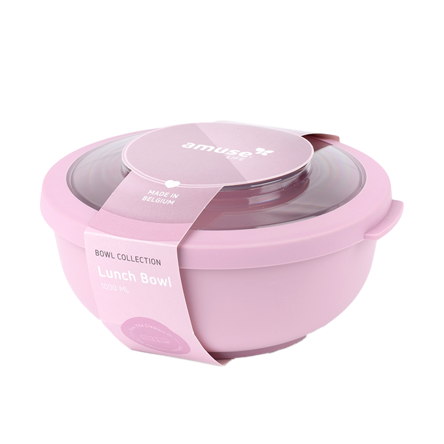 Amuse Life Lunch Bowl Met Deksel Roze 1000ml