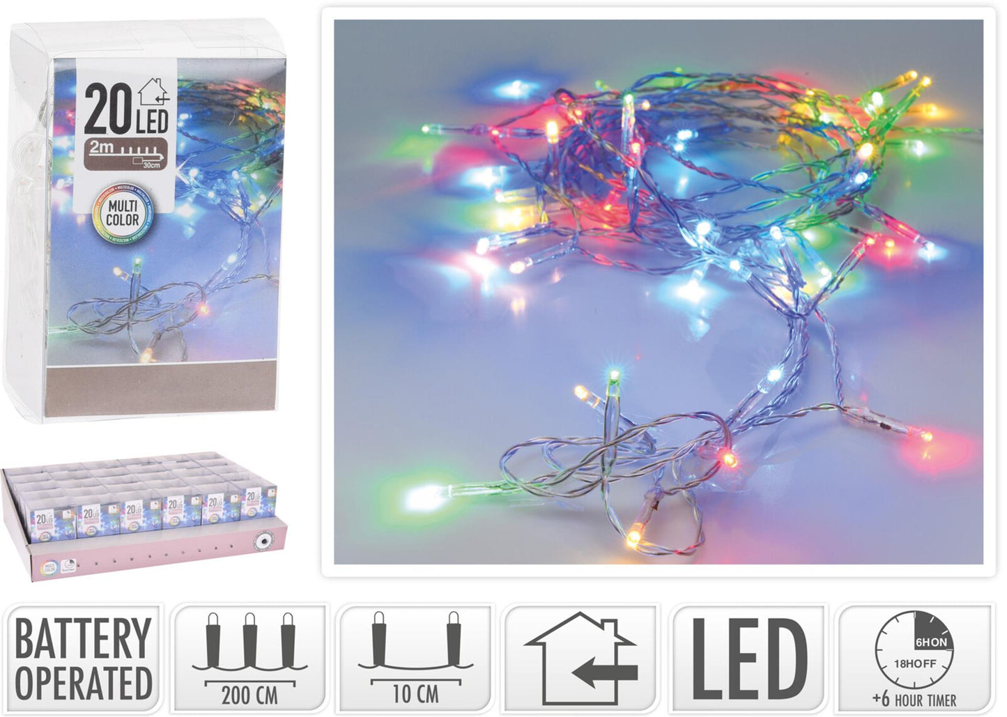 Home Styling Strengverlichting 20led 2m.multicolour