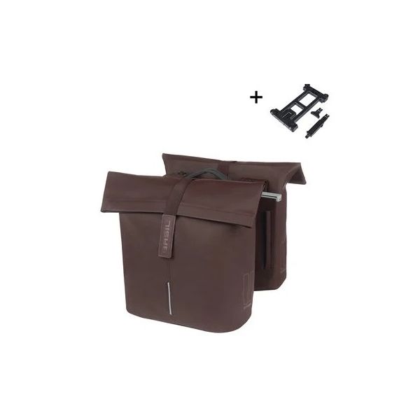 BASIL Dubbele fietstas city mik 28-32 liter - roasted brown